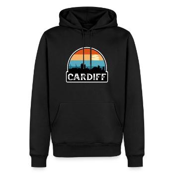 Cardiff Wales Flag Skyline Souvenir de voyage - Sweat à capuche Premium bio Homme - noir - Devant - Nico (187cm)