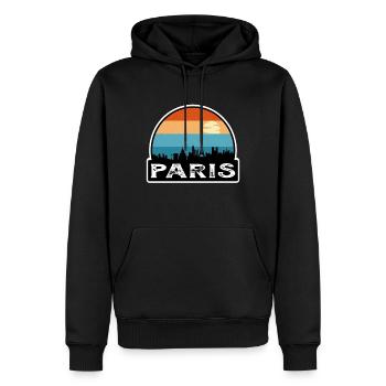 Paris France Flag Skyline Souvenir de voyage - Sweat à capuche Premium bio Homme - noir - Devant - Nico (187cm)