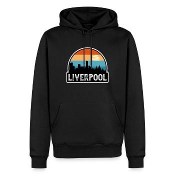 Liverpool Angleterre Flag Skyline Souvenir de voyage - Sweat à capuche Premium bio Homme - noir - Devant - Nico (187cm)