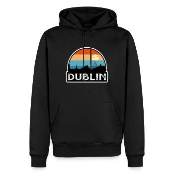 Dublin Irlande Flag Skyline Souvenir de voyage - Sweat à capuche Premium bio Homme - noir - Devant - Nico (187cm)