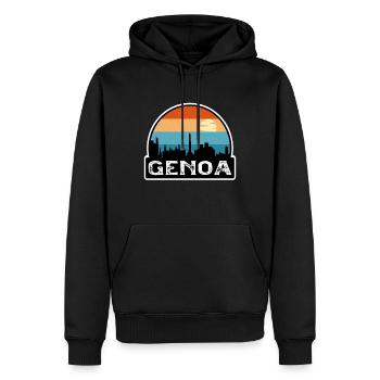 Gênes Italie Flag Skyline Souvenir de voyage - Sweat à capuche Premium bio Homme - noir - Devant - Nico (187cm)