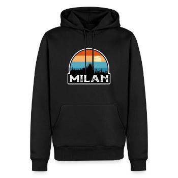 Milan Italie Flag Skyline Souvenir de voyage - Sweat à capuche Premium bio Homme - noir - Devant - Nico (187cm)