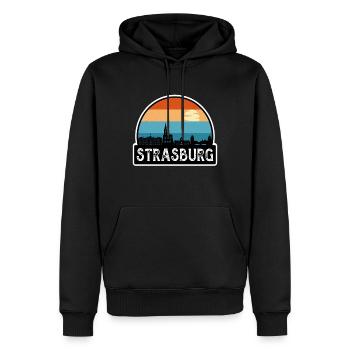 Strasbourg France Flag Skyline Souvenir de voyage - Sweat à capuche Premium bio Homme - noir - Devant - Nico (187cm)