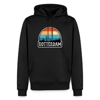 Rotterdam Pays-Bas Flag Skyline Souvenir de voyage - Sweat à capuche Premium bio Homme - noir - Devant - Nico (187cm)