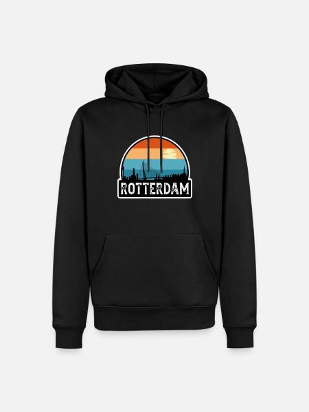 Rotterdam Netherlands Flag Skyline Travel Souvenir - Men’s Premium Organic Hoodie - black