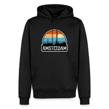Amsterdam Pays-Bas Flag Skyline Souvenir de voyage - Sweat à capuche Premium bio Homme - noir - Devant - Nico (187cm)