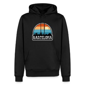 Barcelona Spanien Flagge Skyline Reise-Souvenir - Männer Premium Bio Hoodie - Schwarz - Vorne - Nico (187cm)