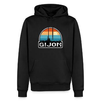 Gijon Spanien Flagge Skyline Reisesouvenir - Männer Premium Bio Hoodie - Schwarz - Vorne - Nico (187cm)