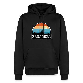 Zaragoza Spanien Flagge Skyline Reise-Souvenir - Männer Premium Bio Hoodie - Schwarz - Vorne - Nico (187cm)