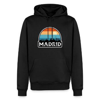 Madrid Espagne Flag Skyline Souvenir de voyage - Sweat à capuche Premium bio Homme - noir - Devant - Nico (187cm)