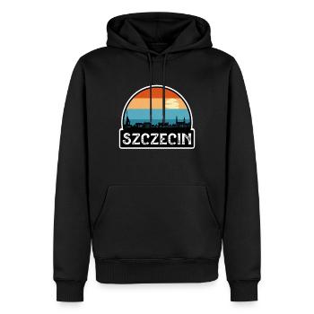 Szczecin Pologne Flag Skyline Souvenir de voyage - Sweat à capuche Premium bio Homme - noir - Devant - Nico (187cm)