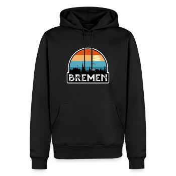 Souvenir de voyage de Brême Allemagne Flag Skyline - Sweat à capuche Premium bio Homme - noir - Devant - Nico (187cm)