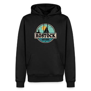 Rostock - Männer Premium Bio Hoodie - Schwarz - Vorne - Nico (187cm)