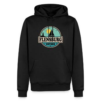 Flensburg - Männer Premium Bio Hoodie - Schwarz - Vorne - Nico (187cm)