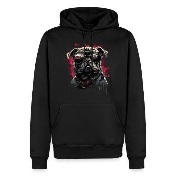 Mops Hund mit Sonnenbrille - Männer Premium Bio Hoodie - Schwarz - Vorne - Nico (187cm)