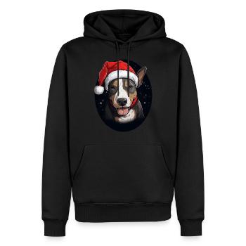 Bull Terrier Noël - Sweat à capuche Premium bio Homme - noir - Devant - Nico (187cm)