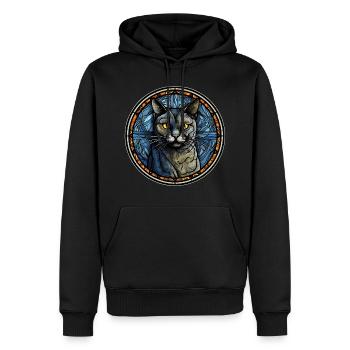 Chartreux Cat Breed Aquarelle Verre - Sweat à capuche Premium bio Homme - noir - Devant - Nico (187cm)