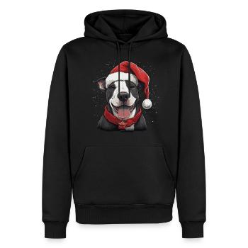 Bull Terrier Noël - Sweat à capuche Premium bio Homme - noir - Devant - Nico (187cm)