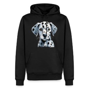 Chiot dalmatien mignon - Sweat à capuche Premium bio Homme - noir - Devant - Nico (187cm)