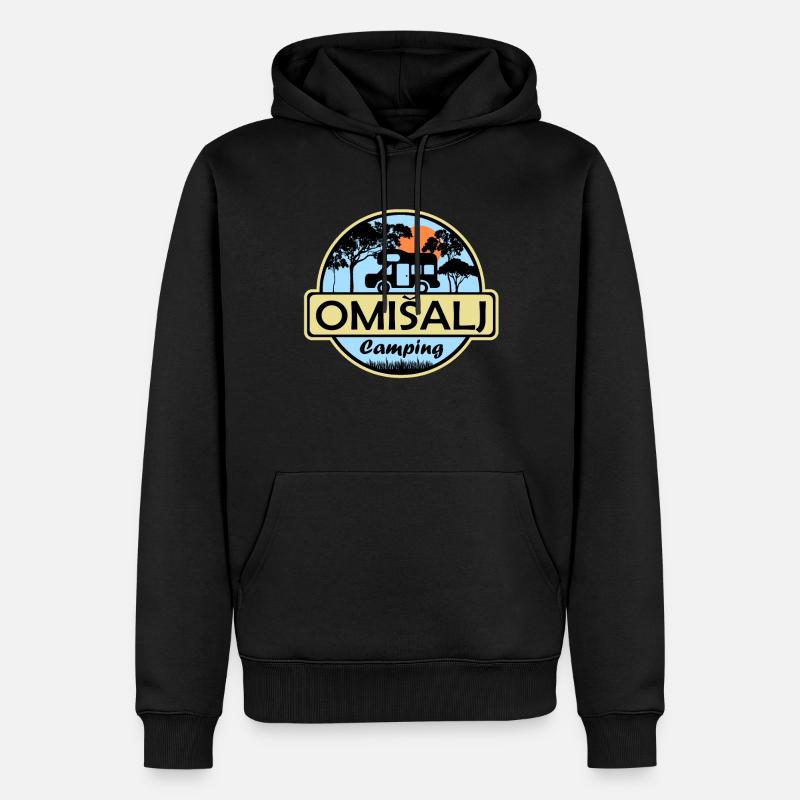 Omisalj Camping - Männer Premium Bio Hoodie - Schwarz