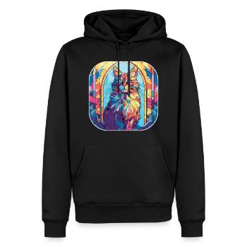 Aquarelle colorée de race de chat américain Bobtail - Sweat à capuche Premium bio Homme - noir - Devant - Nico (187cm)