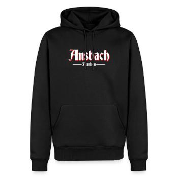 Ansbach - Männer Premium Bio Hoodie - Schwarz - Vorne - Nico (187cm)