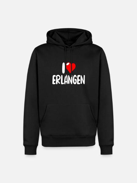 Erlangen - Männer Premium Bio Hoodie - Schwarz