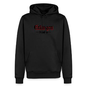 Erlangen - Männer Premium Bio Hoodie - Schwarz - Vorne - Nico (187cm)
