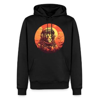 Lion astronaute au coucher du soleil: aventures dans l’espace - Sweat à capuche Premium bio Homme - noir - Devant - Nico (187cm)