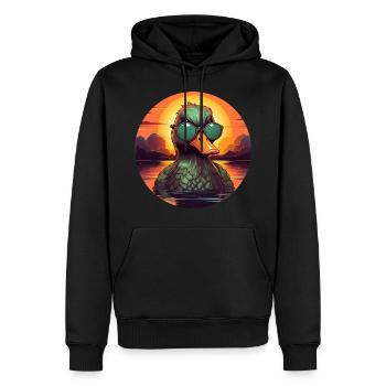 Canard frais en été: lunettes de soleil, baignade, coucher de soleil - Sweat à capuche Premium bio Homme - noir - Devant - Nico (187cm)