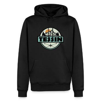 Tessin - Männer Premium Bio Hoodie - Schwarz - Vorne - Nico (187cm)