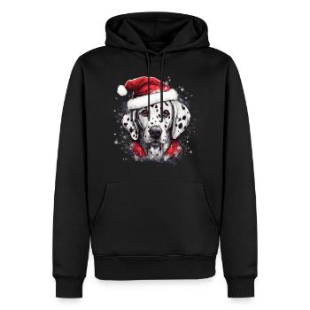 Dalmatien célèbre Noël - Sweat à capuche Premium bio Homme - noir - Devant - Nico (187cm)