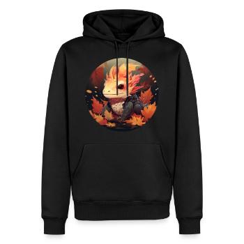 Axolotl dans le feuillage d’automne - Sweat à capuche Premium bio Homme - noir - Devant - Nico (187cm)