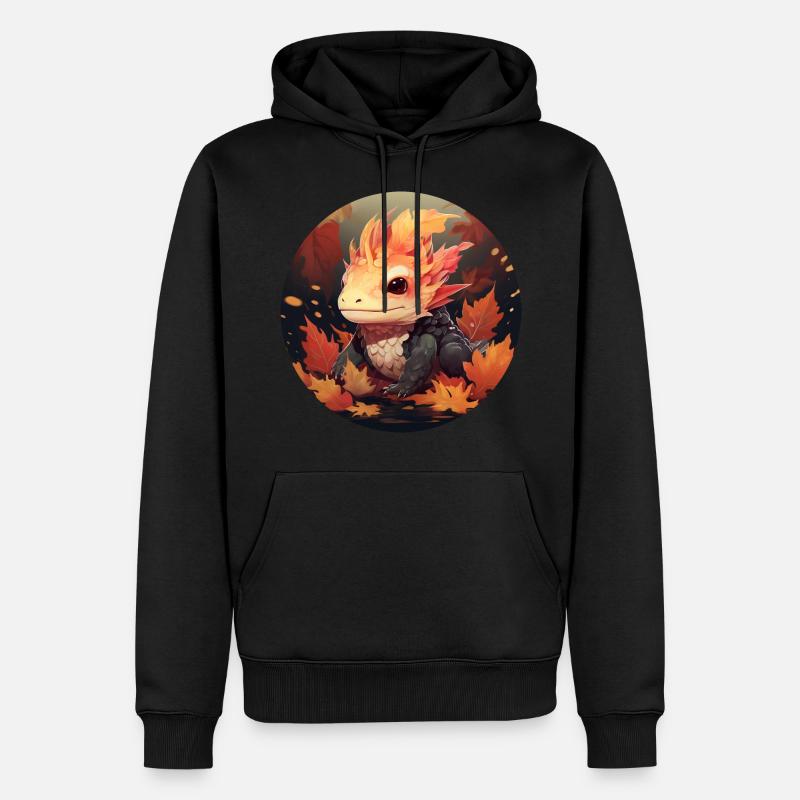 Axolotl im Herbstlaub - Männer Premium Bio Hoodie - Schwarz