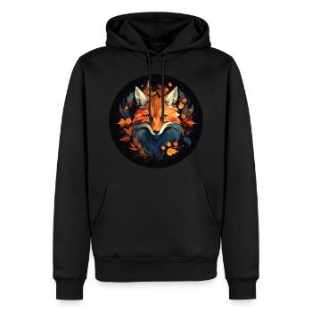 Renard dans le feuillage d’automne - Sweat à capuche Premium bio Homme - noir - Devant - Nico (187cm)