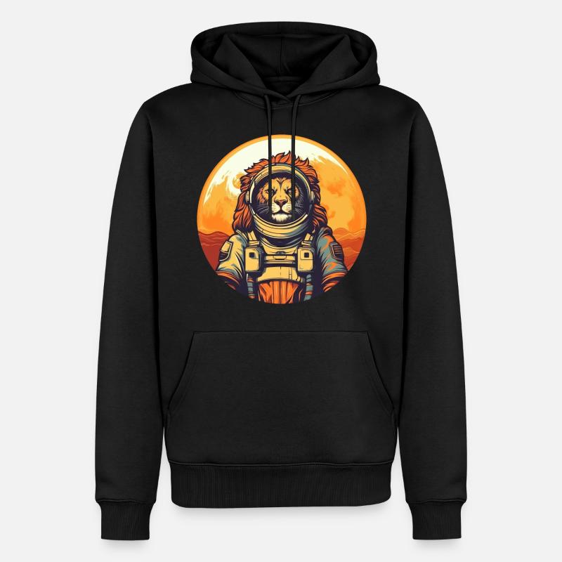 Lion dans l’espace - Sweat à capuche Premium bio Homme - noir