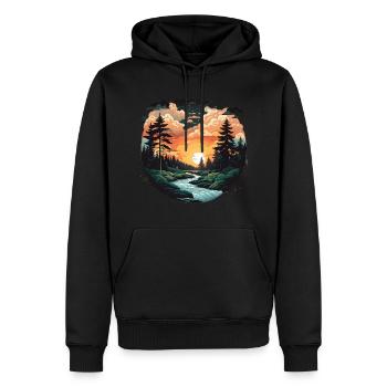 Tauchen Sie ein in die ruhige Wildnis: Waldwald - Männer Premium Bio Hoodie - Schwarz - Vorne - Nico (187cm)