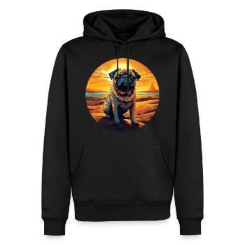 Pug in the desert at sunset - Men’s Premium Organic Hoodie - black - Front - Nico (187cm)