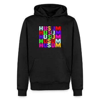 Husum - Männer Premium Bio Hoodie - Schwarz - Vorne - Nico (187cm)