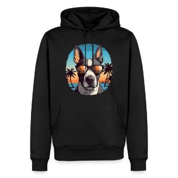 Bull terrier joyeux dans l’ambiance des vacances - Sweat à capuche Premium bio Homme - noir - Devant - Nico (187cm)