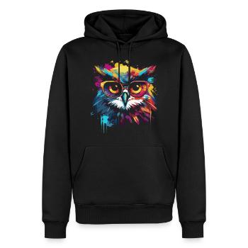 Lustige Eule mit Brille - Männer Premium Bio Hoodie - Schwarz - Vorne - Nico (187cm)