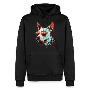 Bull Terrier anglais cool - Sweat à capuche Premium bio Homme - noir - Devant - Nico (187cm)