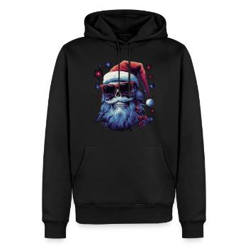 Schädel mit Weihnachtsmütze - Männer Premium Bio Hoodie - Schwarz - Vorne - Nico (187cm)