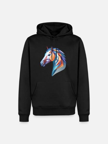 Pferdekopf - Männer Premium Bio Hoodie - Schwarz