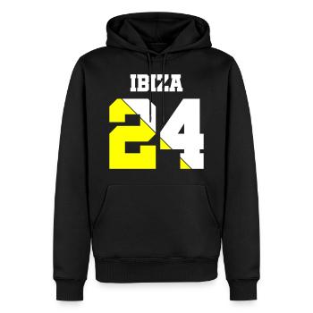 Ibiza 24 - Männer Premium Bio Hoodie - Schwarz - Vorne - Nico (187cm)