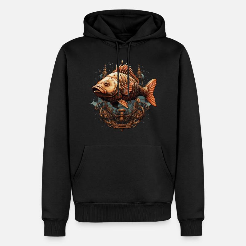 Karpfen Steampunk - Männer Premium Bio Hoodie - Schwarz