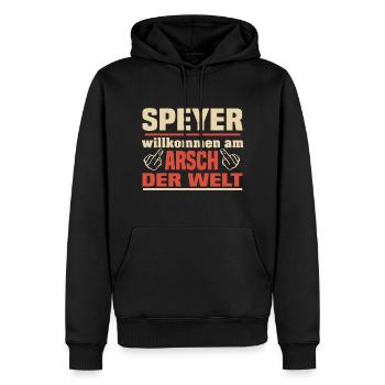 Speyer - Männer Premium Bio Hoodie - Schwarz - Vorne - Nico (187cm)