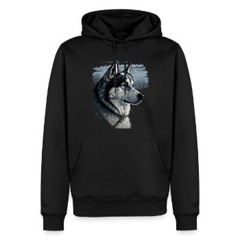 Husky Dog - Männer Premium Bio Hoodie - Schwarz - Vorne - Nico (187cm)