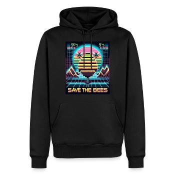 Retro-Futurismus Bienenrettung (Save the Bees) - Männer Premium Bio Hoodie - Schwarz - Vorne - Nico (187cm)