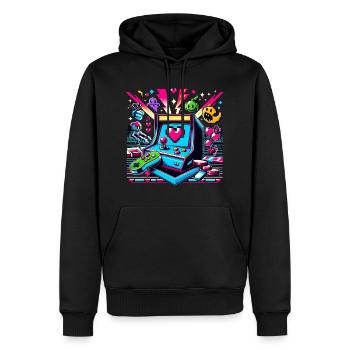 Pixel-Kunst Arcade-Spiel - Männer Premium Bio Hoodie - Schwarz - Vorne - Nico (187cm)